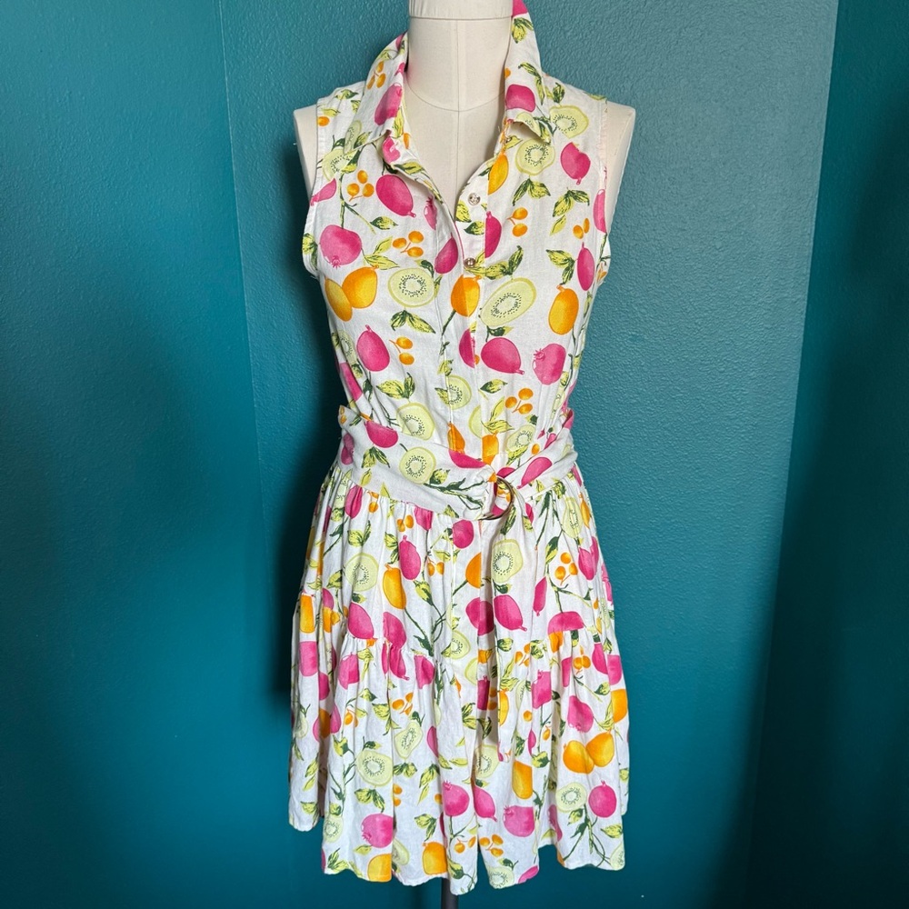 Cynthia Rowley Colorful Fruit Print Mini Dress